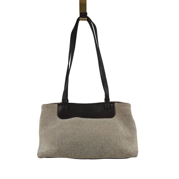 Liz Claiborne Womens Purse Tweed Tote Shoulder Bag Brown Magnetic Closure - Picture 4 of 10